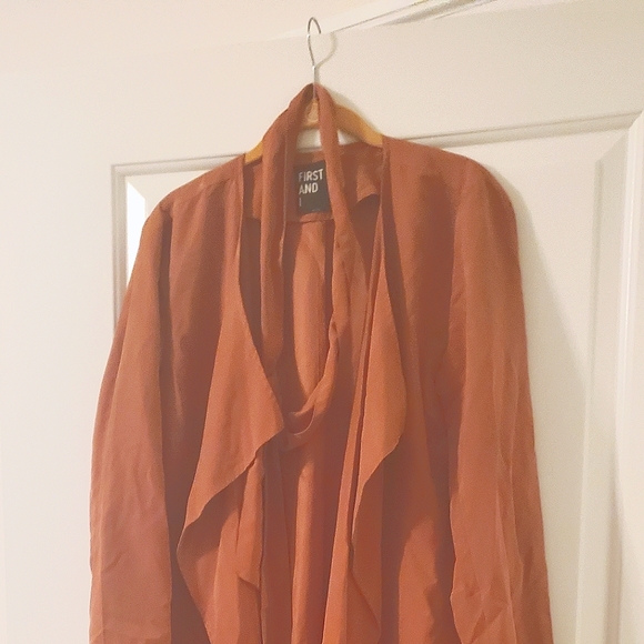 Waterfall Collar Duster with Belt Size L - Picture 5 of 6
